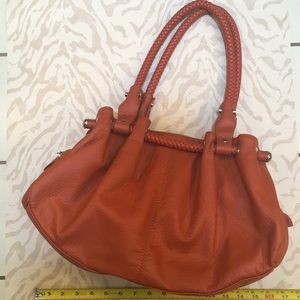 Orange Faux Leather Shoulder Bag